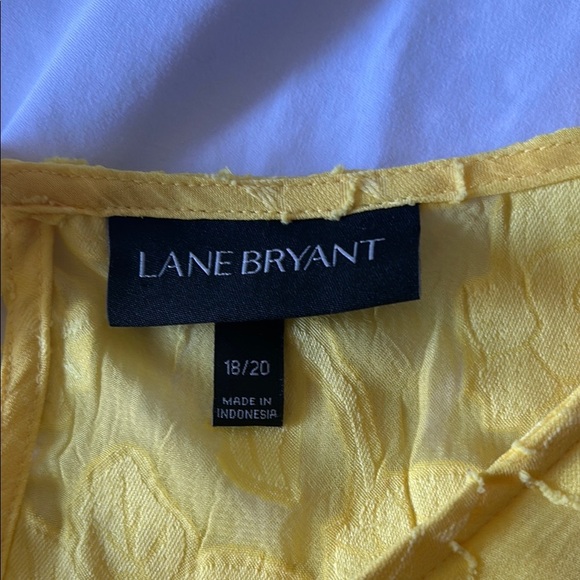 Lane Bryant Yellow Midi Sundress with Pleated Ruched Design - Picture 6 of 7